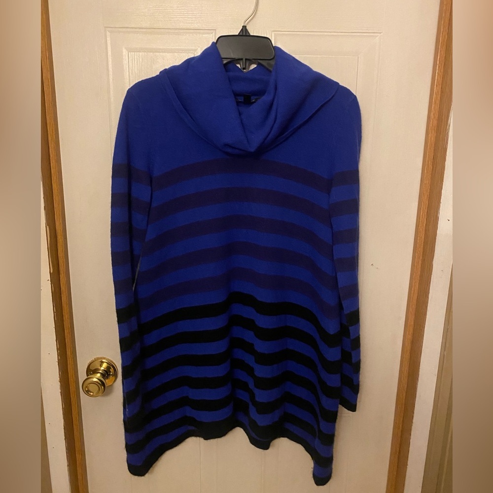 Saks Fifth Avenue Cashmere Striped Cowl-Neck Sharkbite Sweater